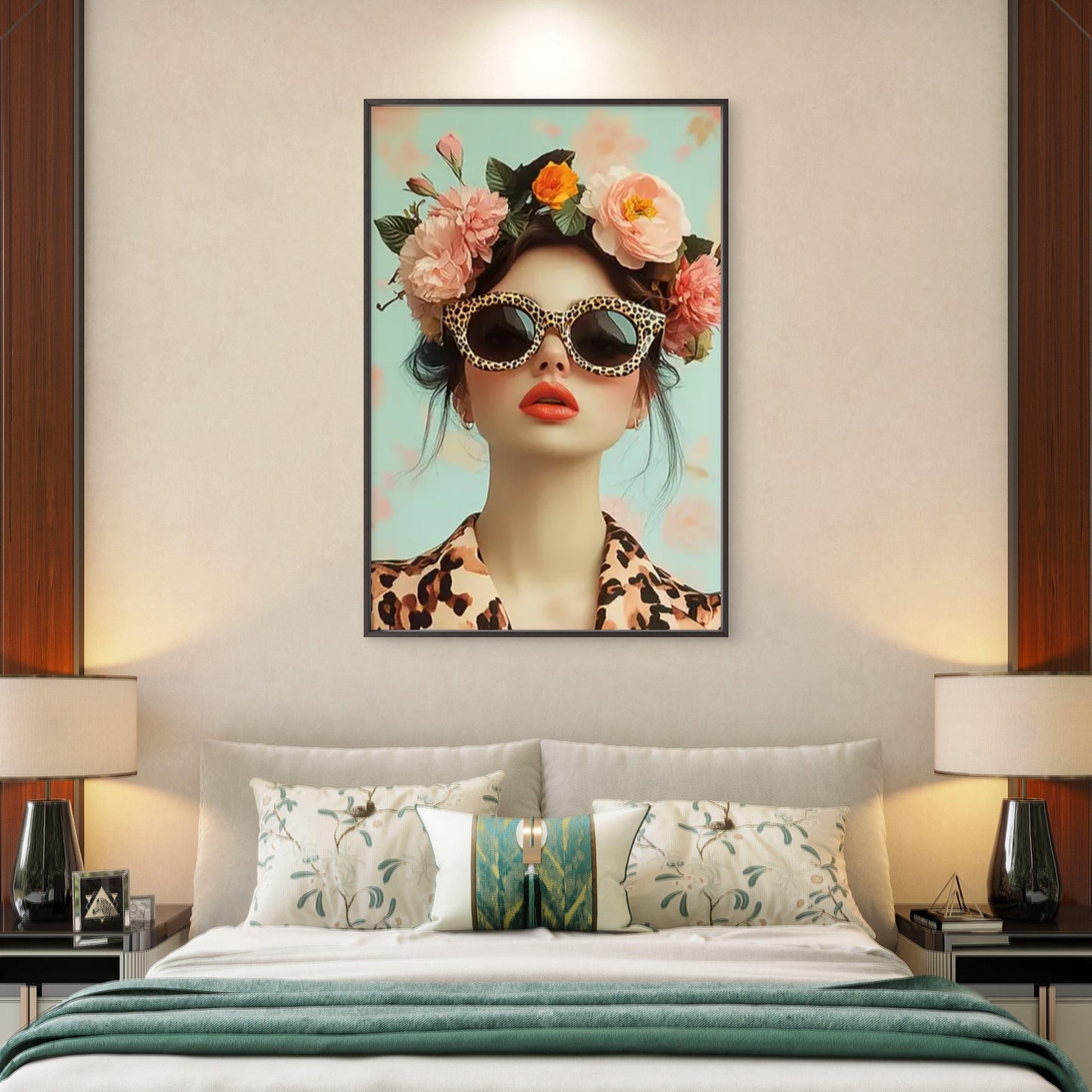 Woman with Flower Crown & Fashion Glasses Fashion Home Decor Premium Quality Poster Print Choose Your Sizes