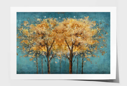 Gold Trees Abstract Oil Painting Wall Art Limited Edition High Quality Print