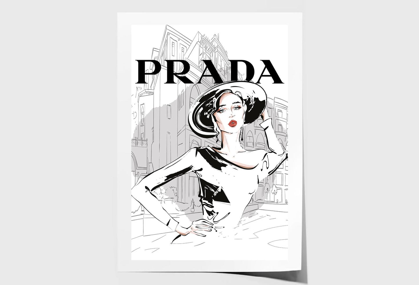 Black And White Stylish Lady Wall Art Limited Edition High Quality Print Unframed Roll Canvas None