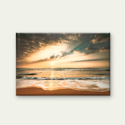 Golden Sunset Coastal Beach Warm Tranquil Seascape Wall Art Decor 100% Australian Made
