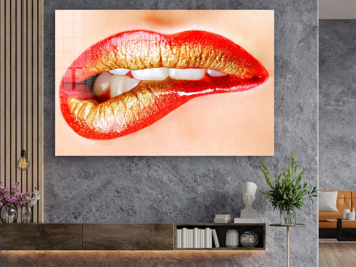 Provocative Red Lips UV Direct Aluminum Print Australian Made Quality