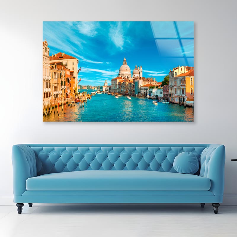 Gorgeous View of The Grand Canal, Venice, Italy Acrylic Glass Print Tempered Glass Wall Art 100% Made in Australia Ready to Hang