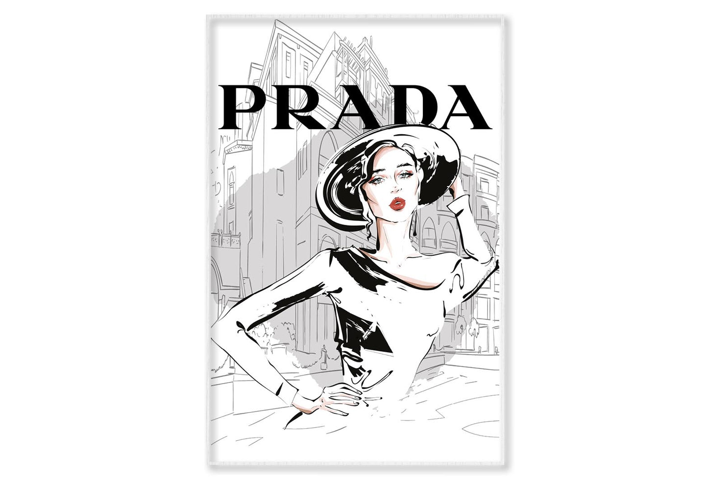 Black And White Stylish Lady Wall Art Limited Edition High Quality Print Canvas Box Framed White