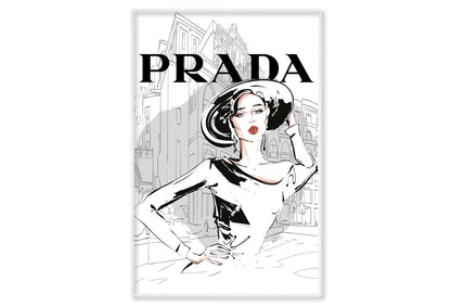 Black And White Stylish Lady Wall Art Limited Edition High Quality Print Canvas Box Framed White