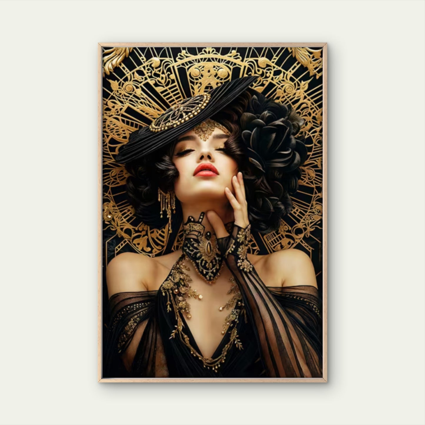 Black Golden Headpiece Woman Fashion Home Decor Premium Quality Poster Print Choose Your Sizes