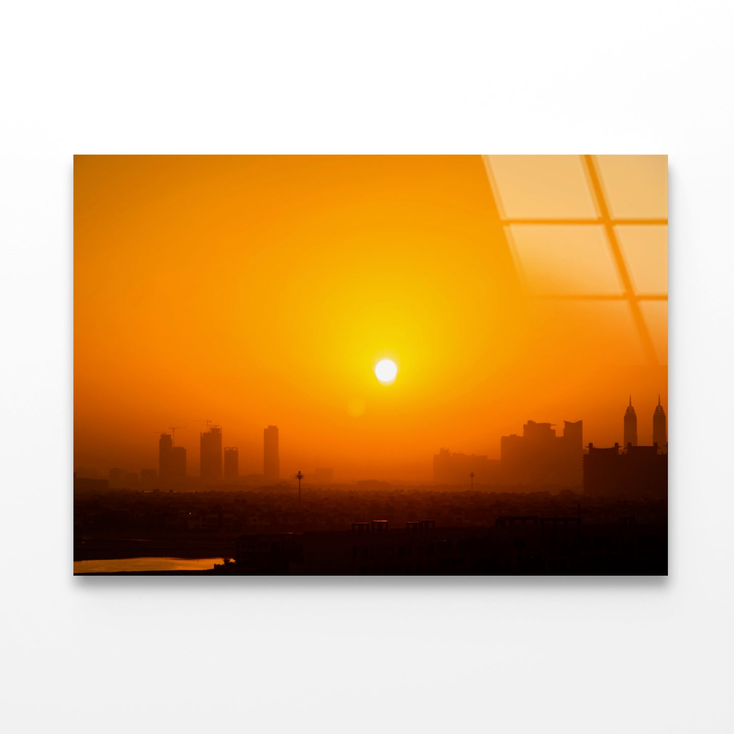 View of a City Skyline during Sunset Acrylic Glass Print Tempered Glass Wall Art 100% Made in Australia Ready to Hang