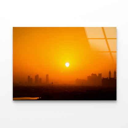 View of a City Skyline during Sunset Acrylic Glass Print Tempered Glass Wall Art 100% Made in Australia Ready to Hang