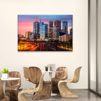 Melbourne City Skyline Sunset Wall Art Decor 100% Australian Made