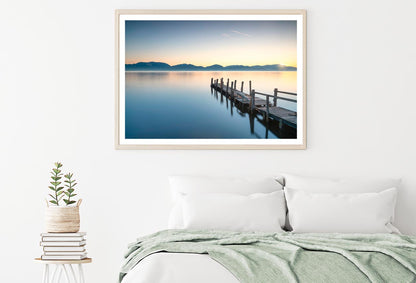 Wooden Pier or Jetty and Lake At Sunrise Home Decor Premium Quality Poster Print Choose Your Sizes