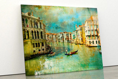 Amazing Venice - Artwork in Retro Style Acrylic Glass Print Tempered Glass Wall Art 100% Made in Australia Ready to Hang