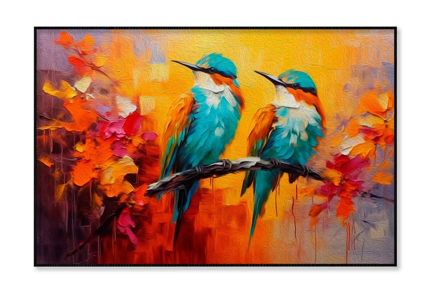 Sitting Bird On Branch Oil Painting Wall Art Limited Edition High Quality Print