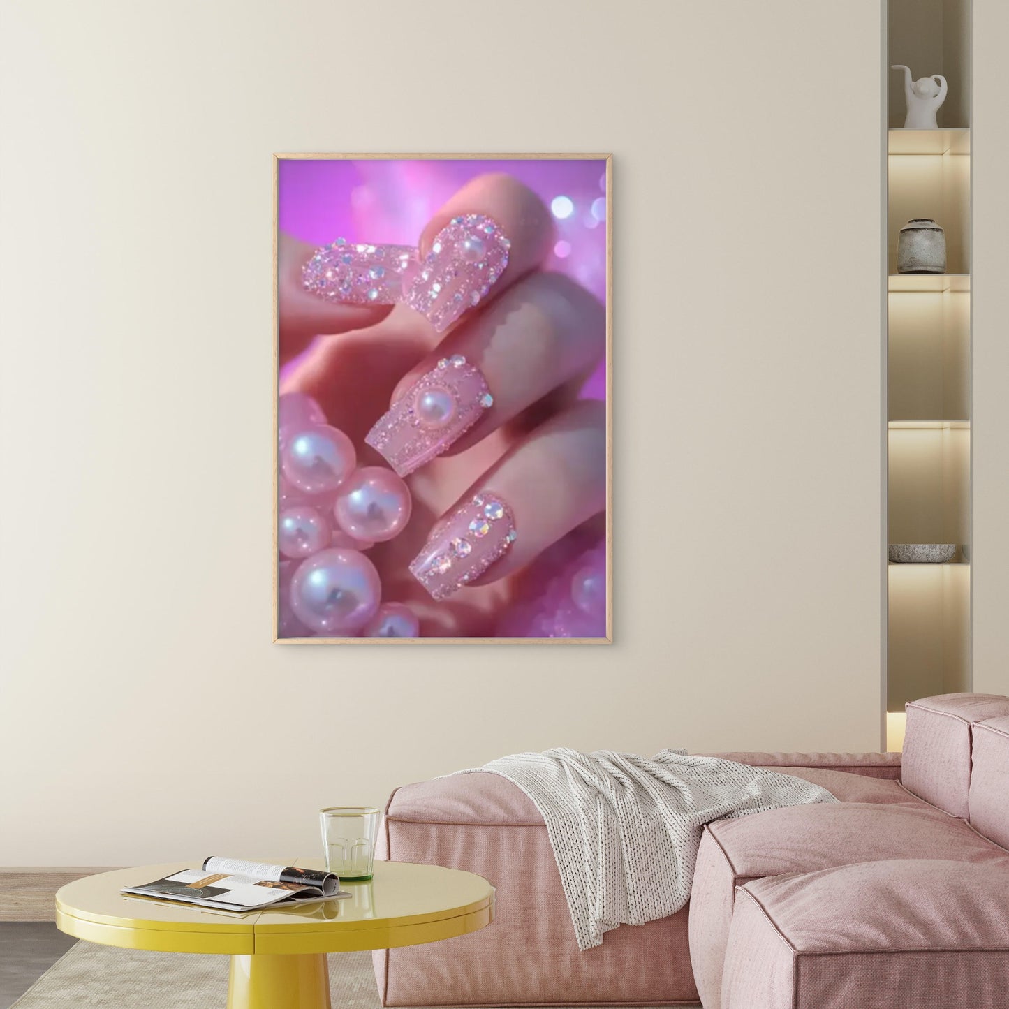 Sparkling Rhinestone & Pearl Nail Arts Fashion Home Decor Premium Quality Poster Print Choose Your Sizes
