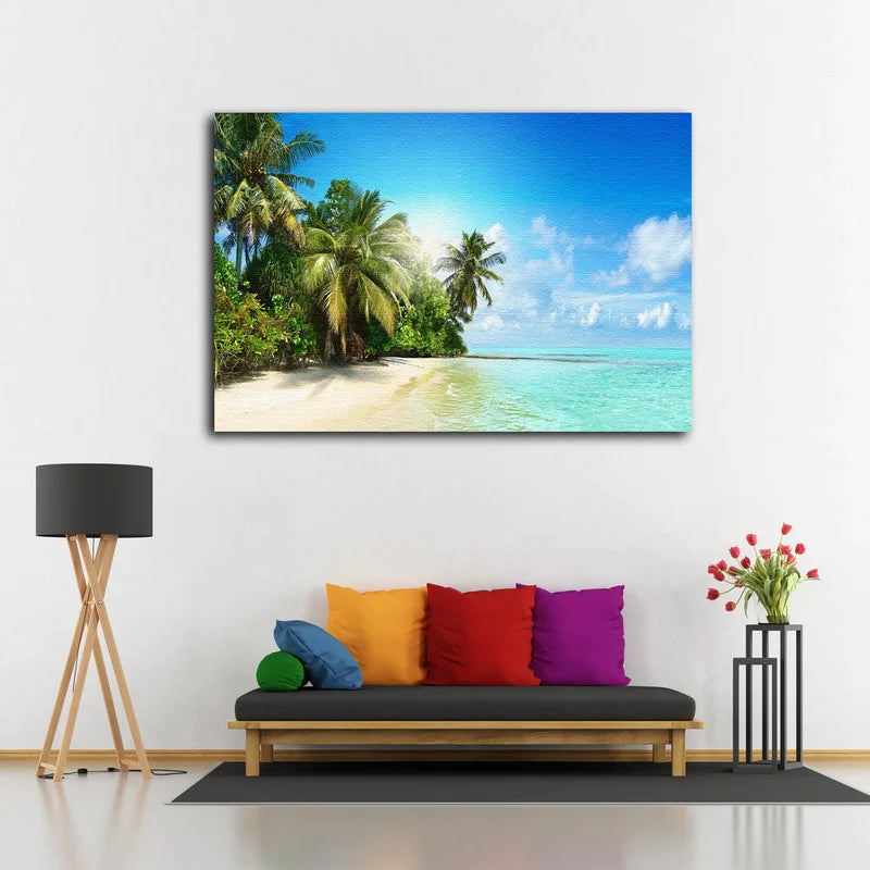 Palm Trees Near Sea UV Direct Aluminum Print Australian Made Quality