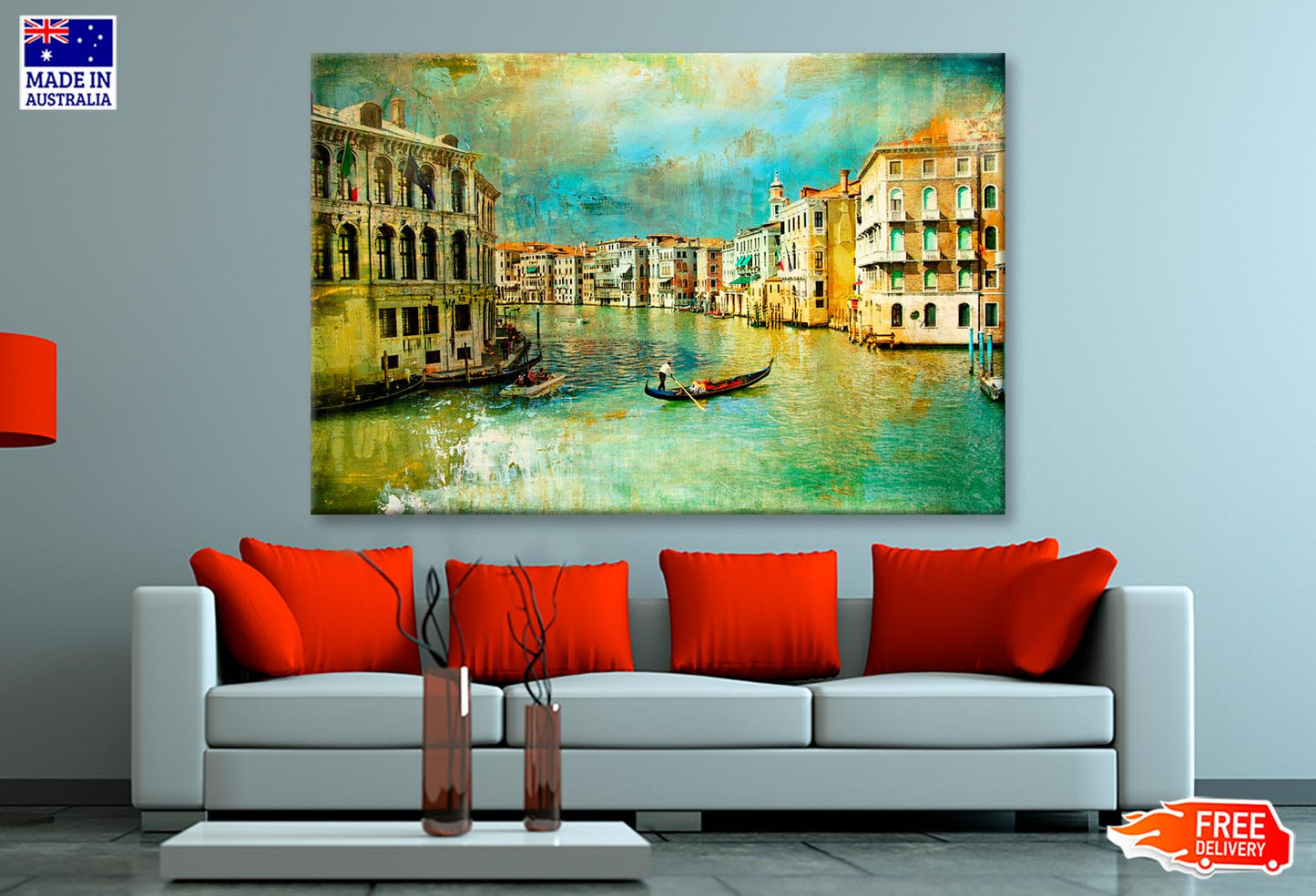 Amazing Venice - Artwork in Retro Style Wall Art Decor 100% Australian Made