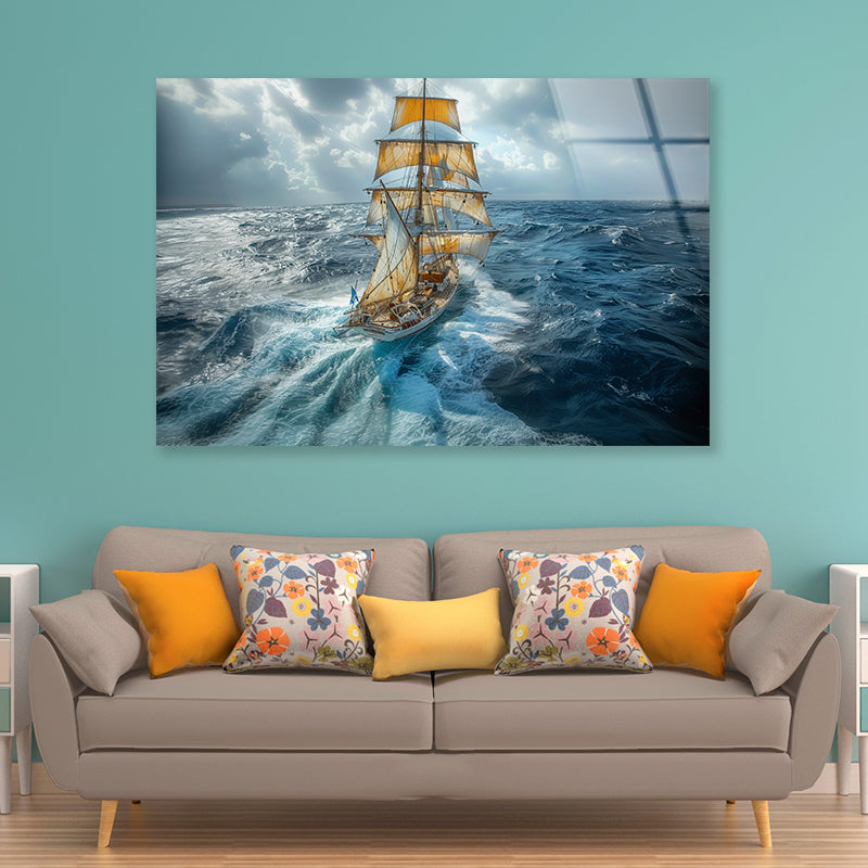 Sailing Ship in the Sea Acrylic Glass Print Tempered Glass Wall Art 100% Made in Australia Ready to Hang