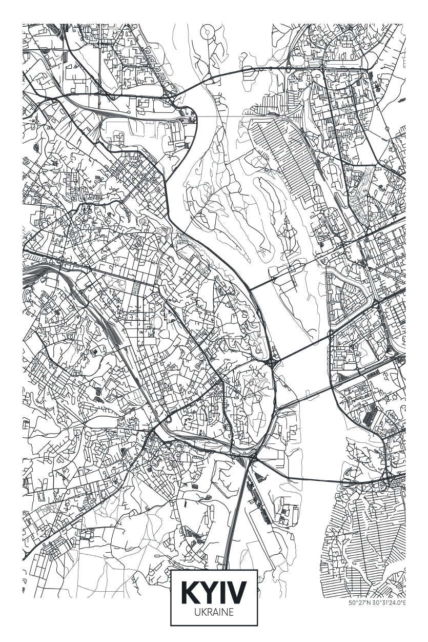 City Map Kyiv Home Decor Premium Quality Poster Print Choose Your Sizes