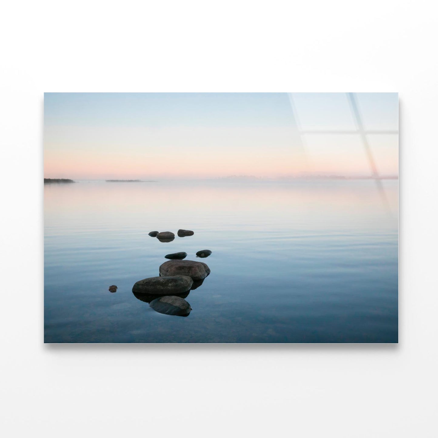 Beautiful Sea Bay Scenery with the Row of Stones Acrylic Glass Print Tempered Glass Wall Art 100% Made in Australia Ready to Hang