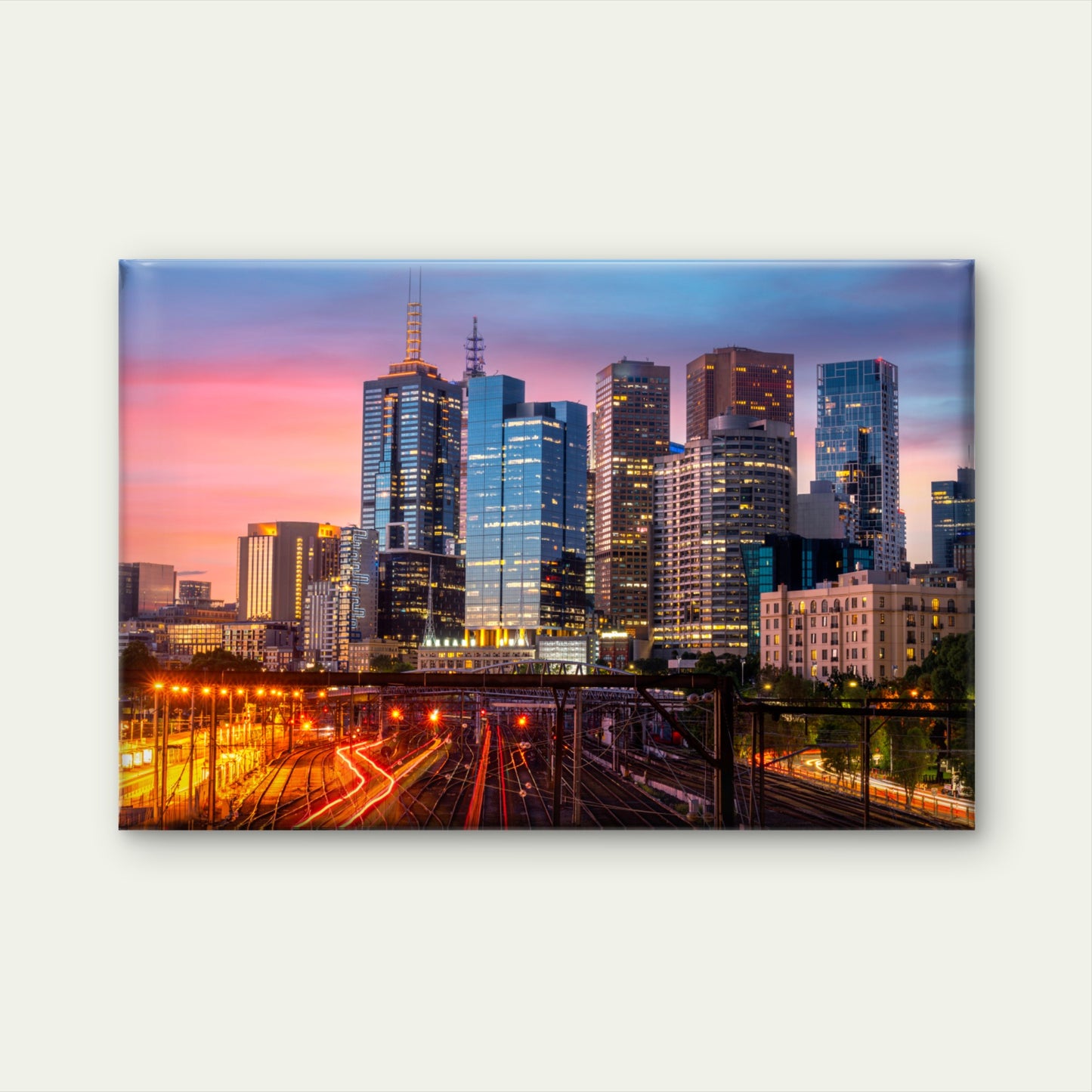 Melbourne City Skyline Sunset Wall Art Decor 100% Australian Made