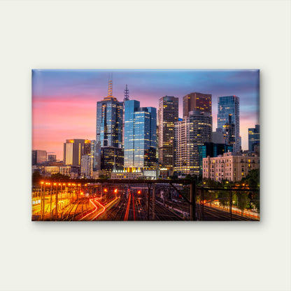 Melbourne City Skyline Sunset Wall Art Decor 100% Australian Made
