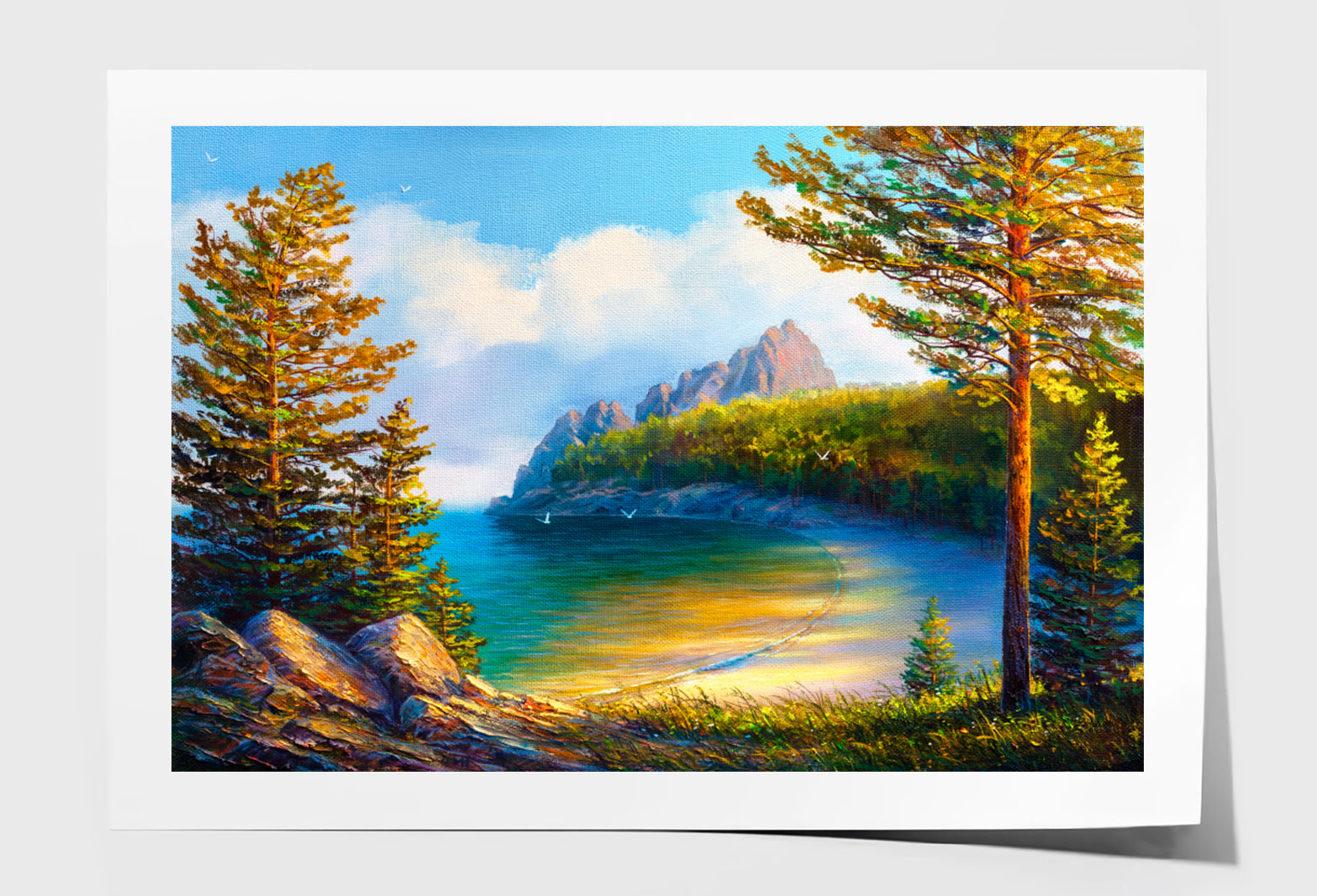 Morning On Sea, Wild Beach Oil Painting Wall Art Limited Edition High Quality Print Unframed Roll Canvas None