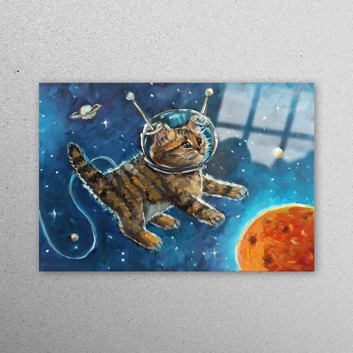 Astronaut Cute Cat Acrylic Glass Print Tempered Glass Wall Art 100% Made in Australia Ready to Hang