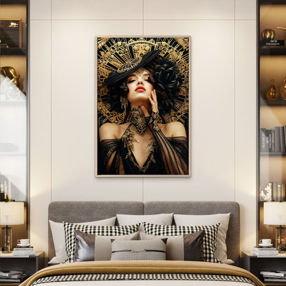 Black Golden Headpiece Woman Fashion Home Decor Premium Quality Poster Print Choose Your Sizes