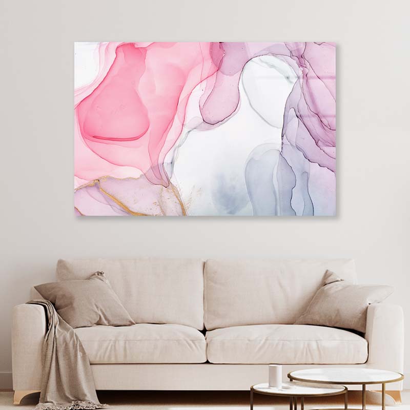 Pink Acrylic Mixing Marble Acrylic Glass Print Tempered Glass Wall Art 100% Made in Australia Ready to Hang