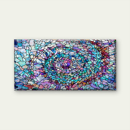 Blue Purple Mosaic Tile Style Wall Art Canvas Office Home Room Framed 120x60cm