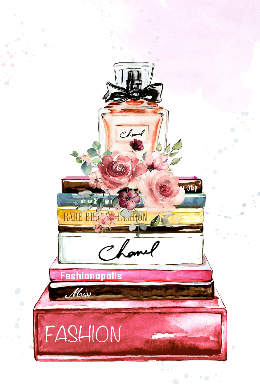 Orange Perfume On Book set Design Home Decor Premium Quality Poster Print Choose Your Sizes