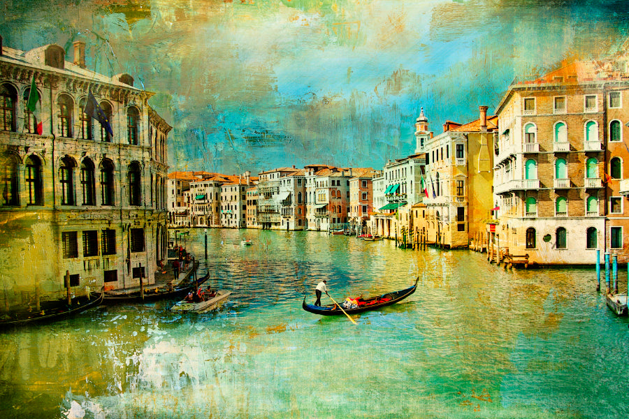 Amazing Venice - Artwork in Retro Style Wall Art Decor 100% Australian Made