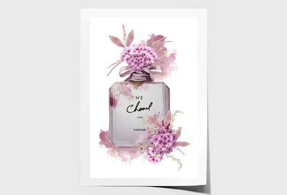 Perfume and Purple Flower Wall Art Limited Edition High Quality Print Unframed Roll Canvas None