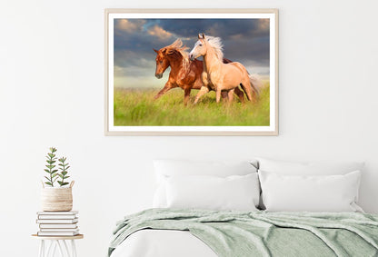 Horses Running in A Field with A Cloudy Sky Home Decor Premium Quality Poster Print Choose Your Sizes