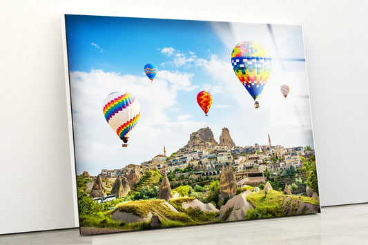 Hot Air Balloon & City UV Direct Aluminum Print Australian Made Quality