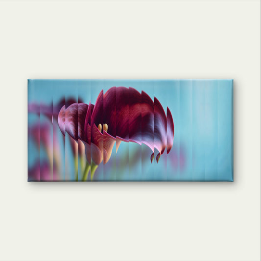 Glass Burgundy Calla Lily Flower Abstract Wall Art Canvas Office Home Framed 120x60cm