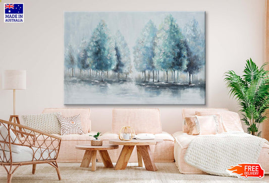 Grove, Reflection Lake Blue Painting Wall Art Limited Edition High Quality Print