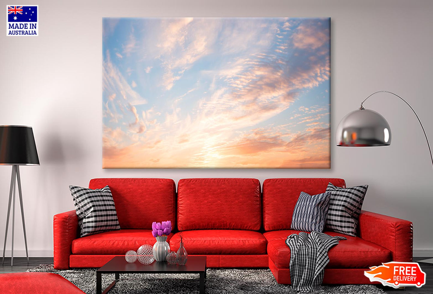 Beautiful Romantic Sunset Sky Wall Art Decor 100% Australian Made