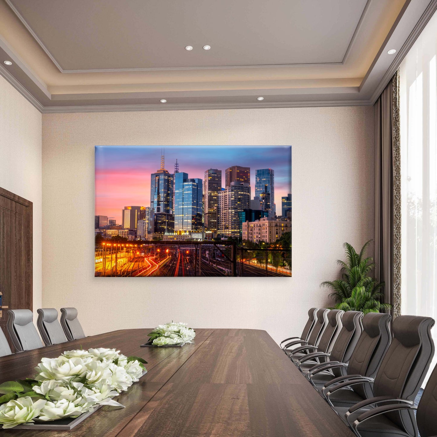 Melbourne City Skyline Sunset Wall Art Decor 100% Australian Made