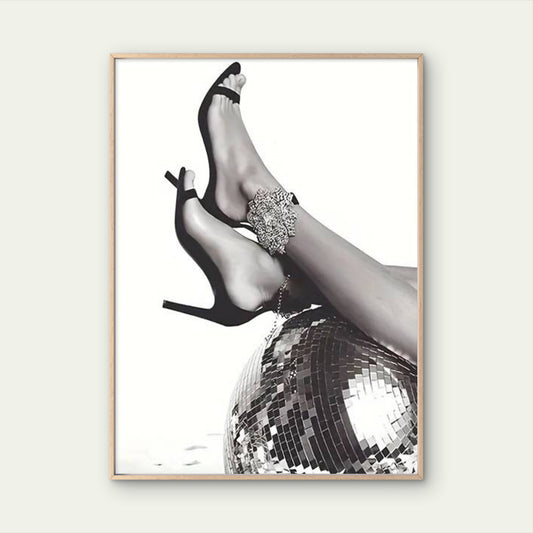 Fashion Solid Color High Heels and Disco Ball Fashion Home Decor Premium Quality Poster Print Choose Your Sizes
