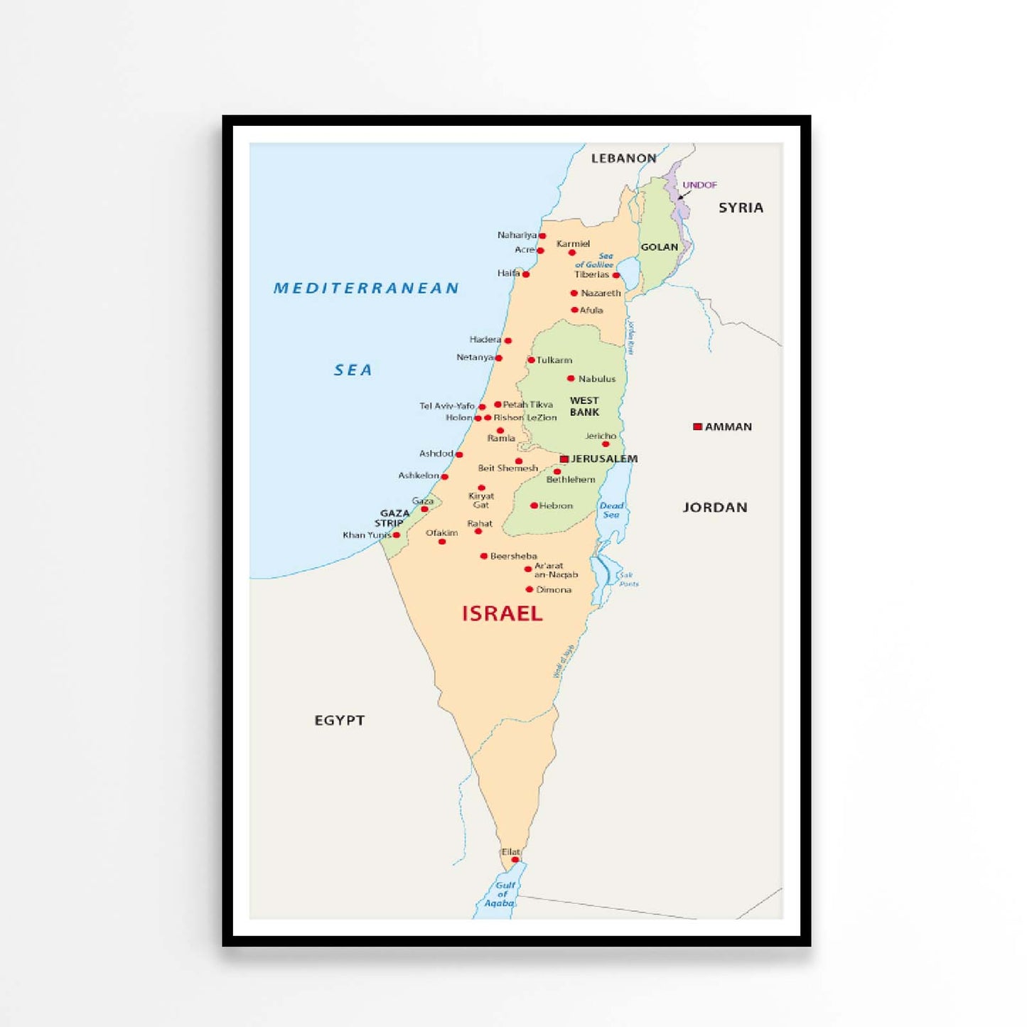 Israel Map Home Decor Premium Quality Poster Print Choose Your Sizes