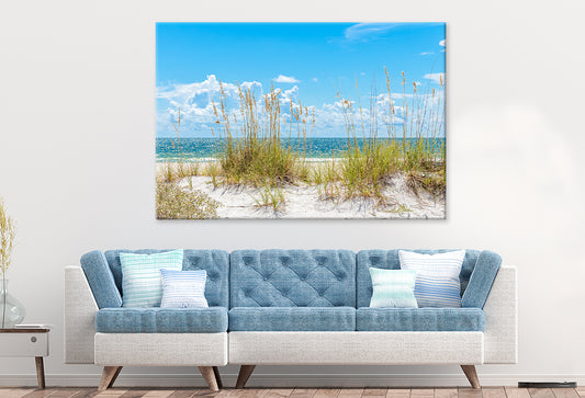 Sunny St Pete Beach with Sand Dunes Wall Art Decor 100% Australian Made