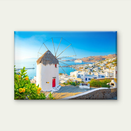 Mykonos Windmills Town of Chora in Mykonos Greece Wall Art Decor 100% Australian Made