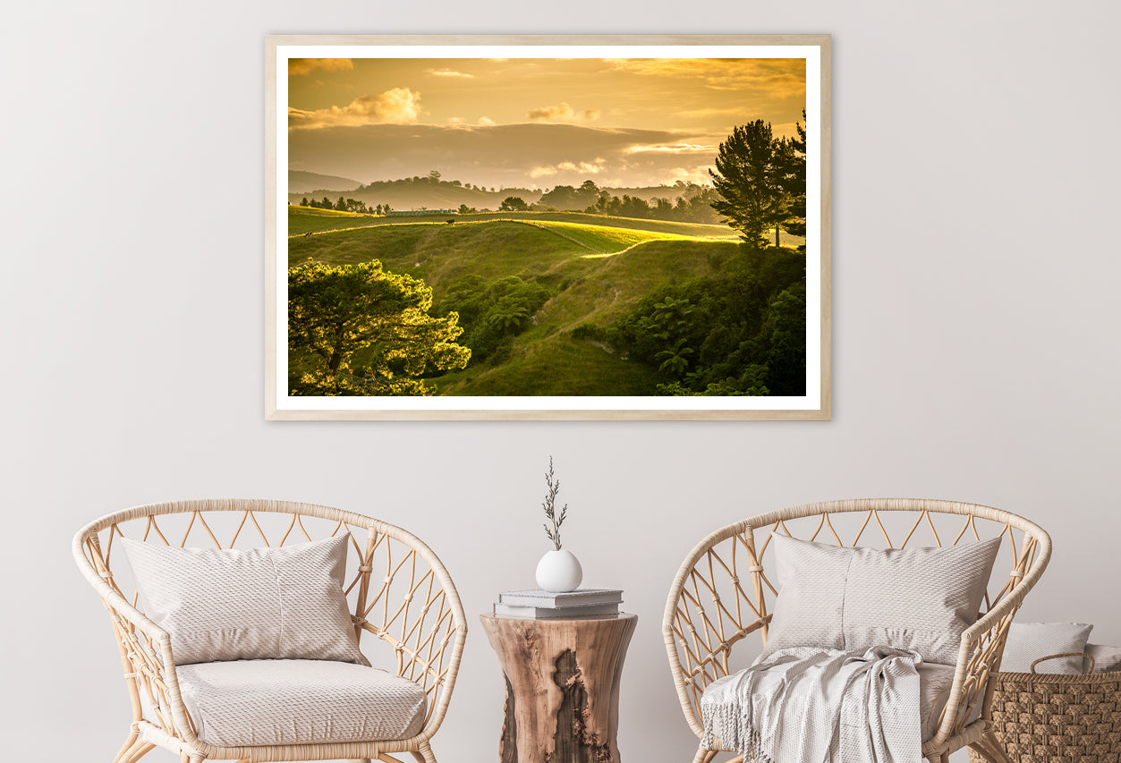 Grassy Hill and Trees with Sky Home Decor Premium Quality Poster Print Choose Your Sizes