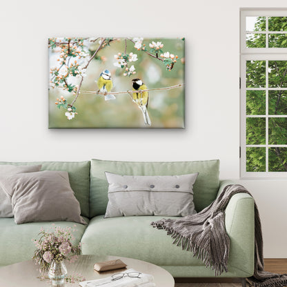 Spring Blossom Eurasian Blue Tit Birds Soft Floral Nursery Wall Art Decor 100% Australian Made