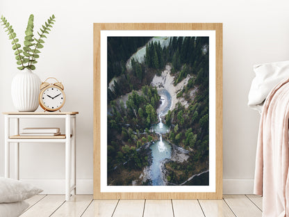 Buchenegger Wasserfälle In Forest Glass Framed Wall Art, Ready to Hang Quality Print With White Border Oak