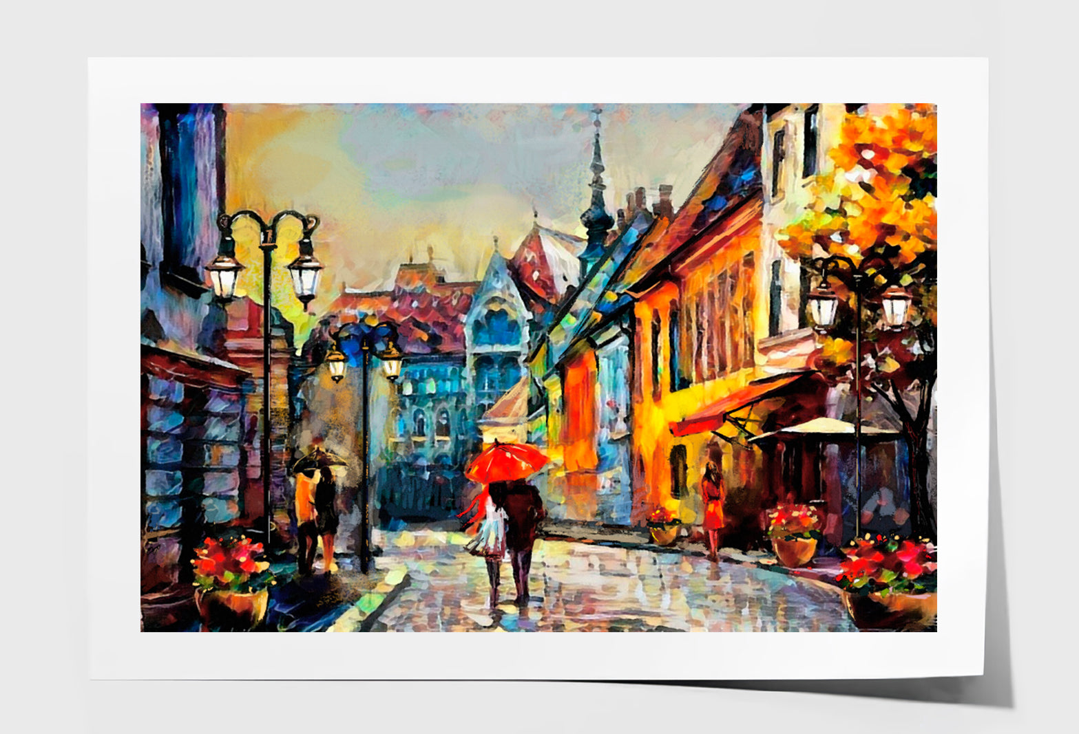 European City Hungary Street Oil Painting Wall Art Limited Edition High Quality Print Unframed Roll Canvas None