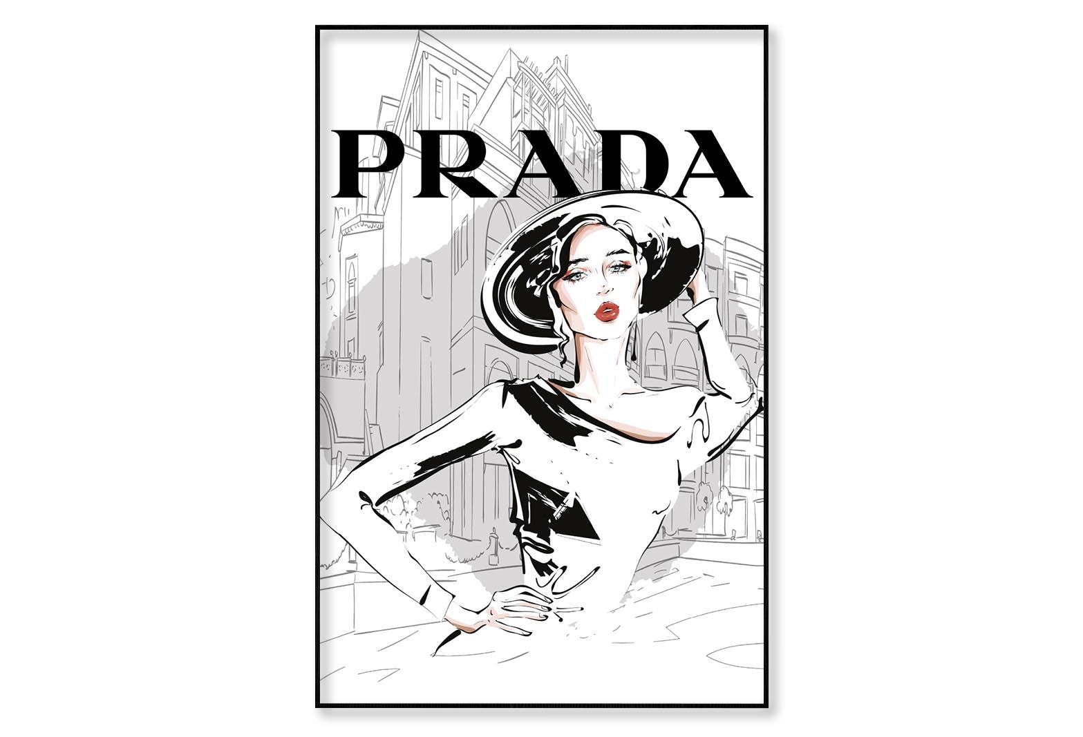 Black And White Stylish Lady Wall Art Limited Edition High Quality Print Canvas Box Framed Black