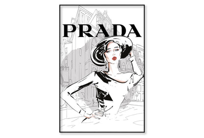 Black And White Stylish Lady Wall Art Limited Edition High Quality Print Canvas Box Framed Black