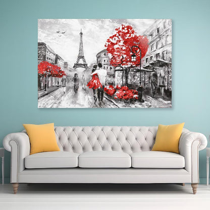 Eiffel Tower & Red Trees Acrylic Glass Print Tempered Glass Wall Art 100% Made in Australia Ready to Hang