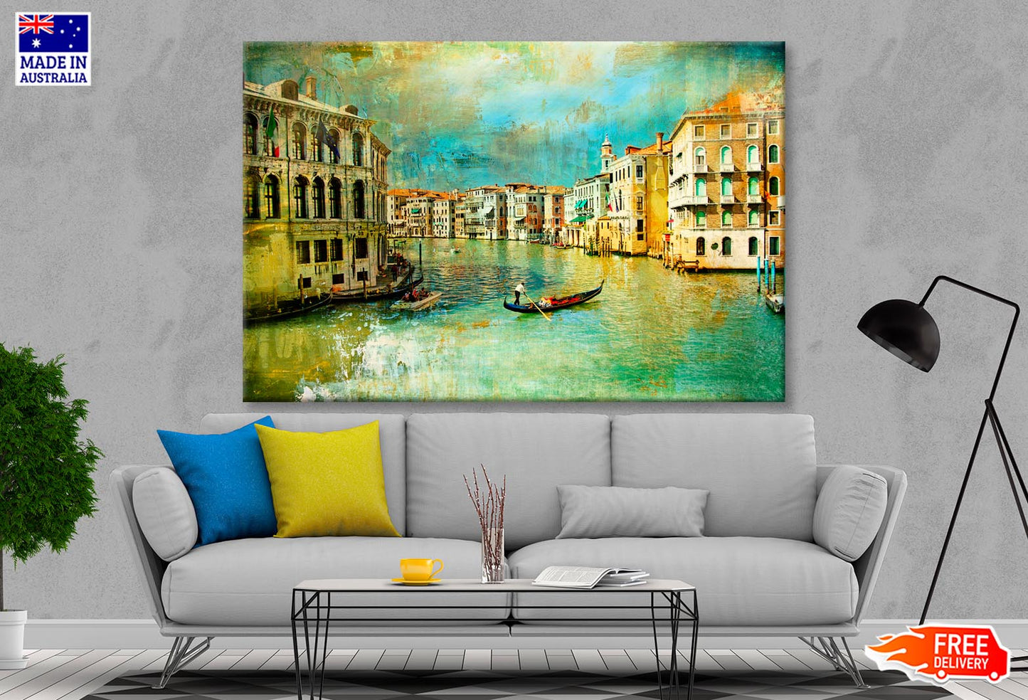 Amazing Venice - Artwork in Retro Style Wall Art Decor 100% Australian Made