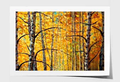 Beautiful Fragments of Birch Trees Oil Painting Wall Art Limited Edition High Quality Print Unframed Roll Canvas None